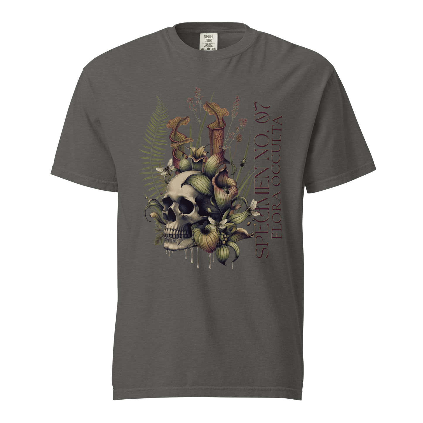 Decay’s Throne Shirt | Gothic Botanical Skull & Carnivorous Plant Tee | Unisex Cotton T-Shirt