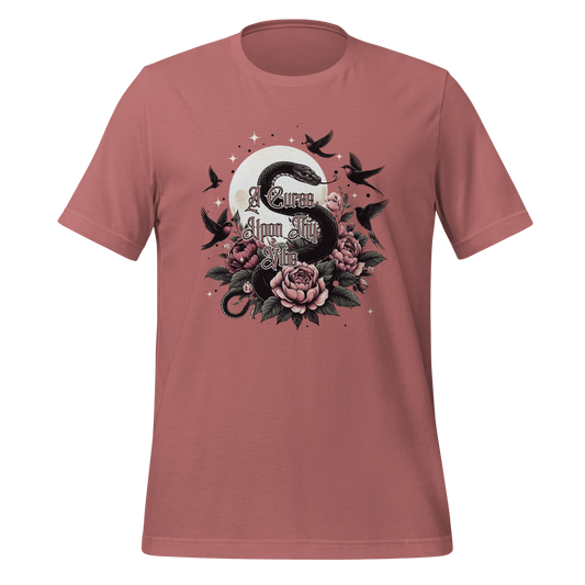 A Curse Upon Thy Vibe Tee | Snake Moon Tattoo Witch Shirt | Edgy Occult Floral | Womens Cotton T-Shirt