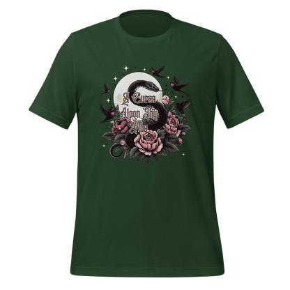 A Curse Upon Thy Vibe Tee | Snake Moon Tattoo Witch Shirt | Edgy Occult Floral | Womens Cotton T-Shirt