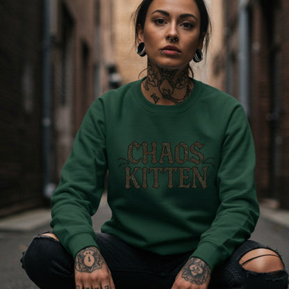 Chaos Kitten Sweatshirt | Womens Playful Gothic Pullover | Alternative Streetwear